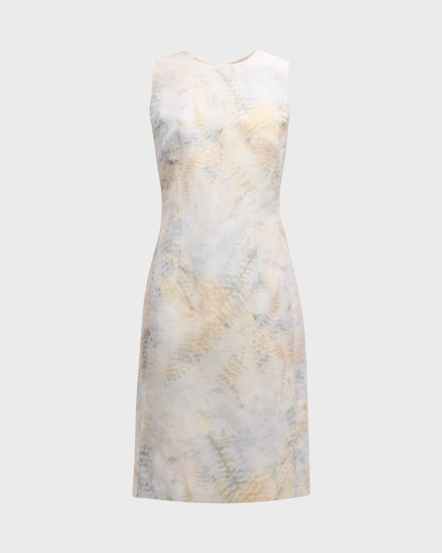 Harpson Sleeveless Fern-Print Midi Dress