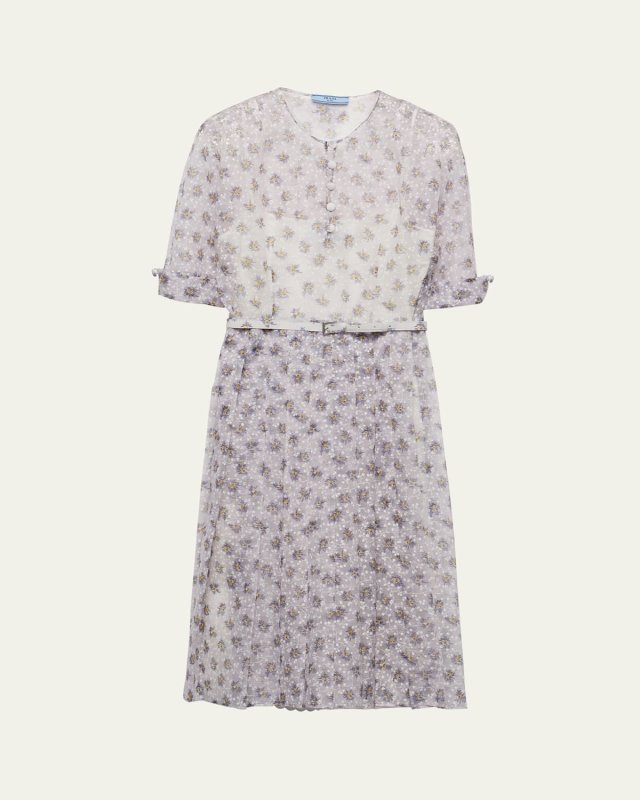 Floral Fit-Flare Belted Midi Dress