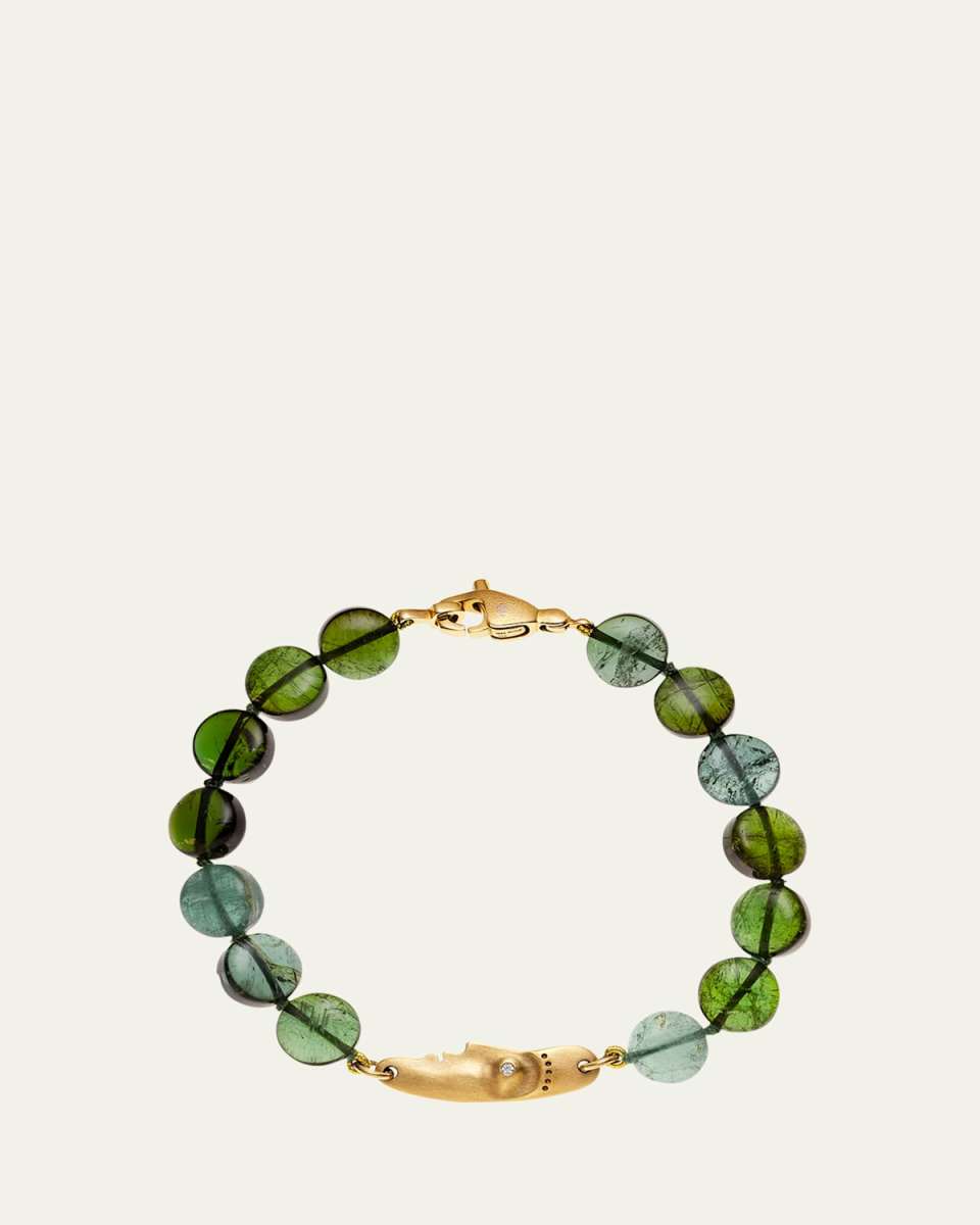 18K Yellow Gold The Big Sleep Beaded Bracelet with Diamond, Sapphire, and Tourmaline