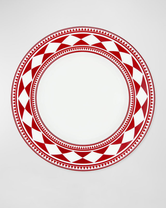 Fez Crimson Rimmed Salad Plates - Set of 4