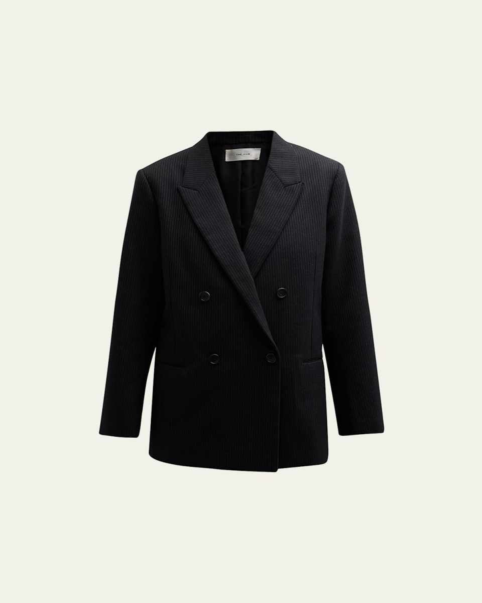 Wilsonia Pinstripe Wool Blazer Jacket