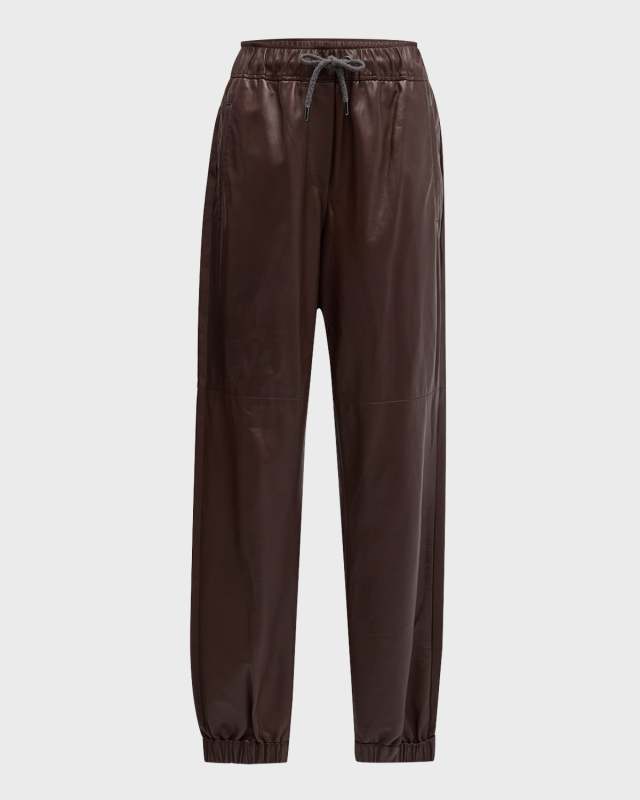 Smooth Glove Leather Track Pants
