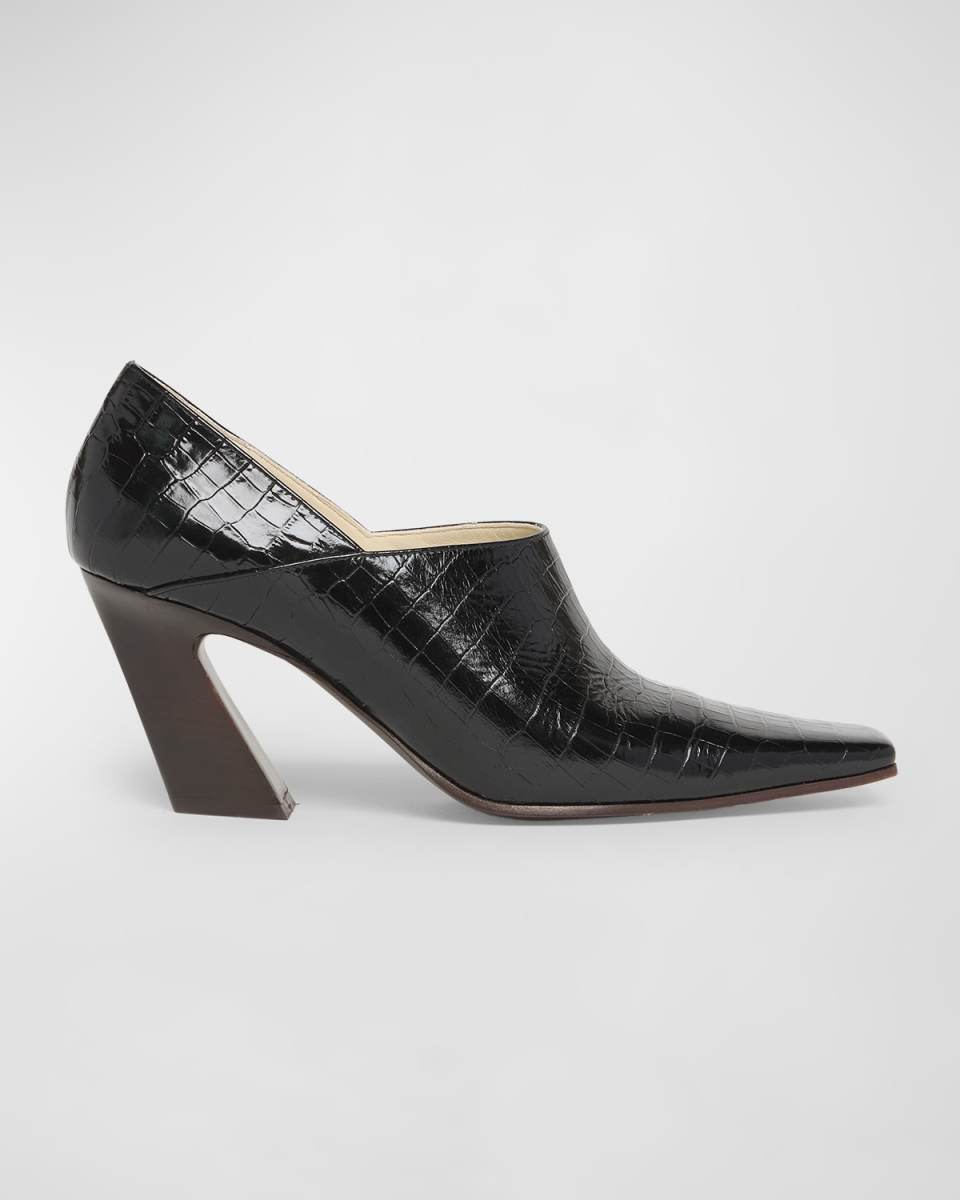 Lewis Croco Block-Heel Pumps