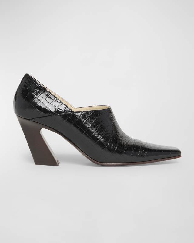 Lewis Croco Block-Heel Pumps