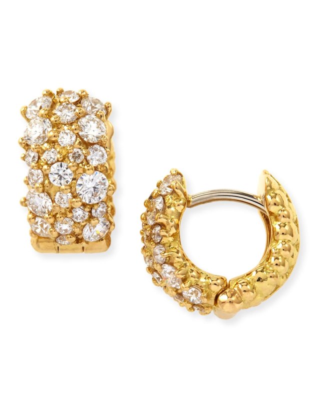 Small White Diamond Confetti Hoop Earrings