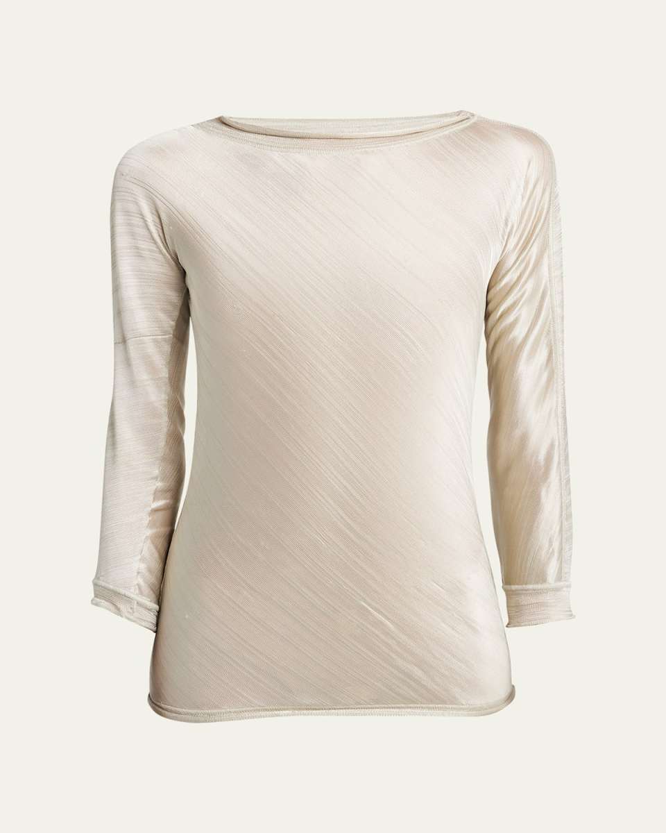 Shiny Viscose Raw-Edge Blouse