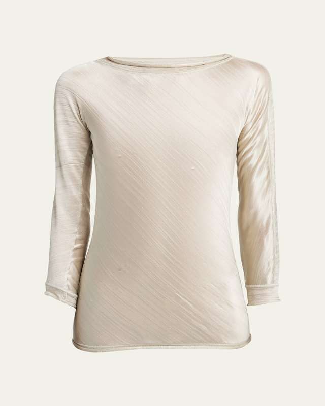 Shiny Viscose Raw-Edge Blouse
