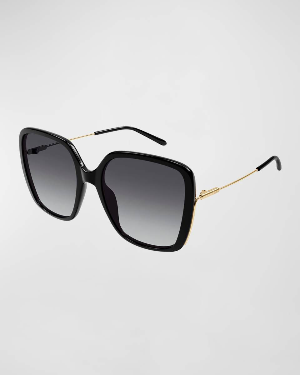 Square Acetate and Metal Sunglasses
