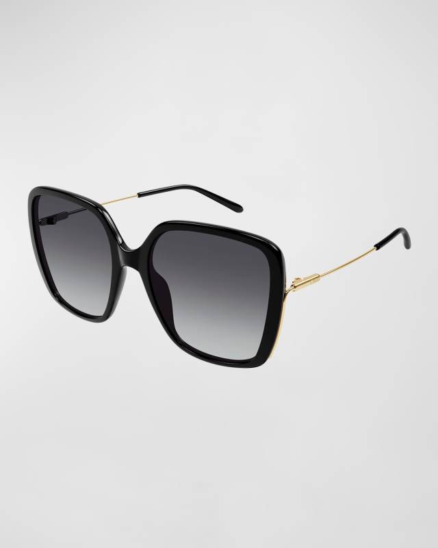 Square Acetate and Metal Sunglasses