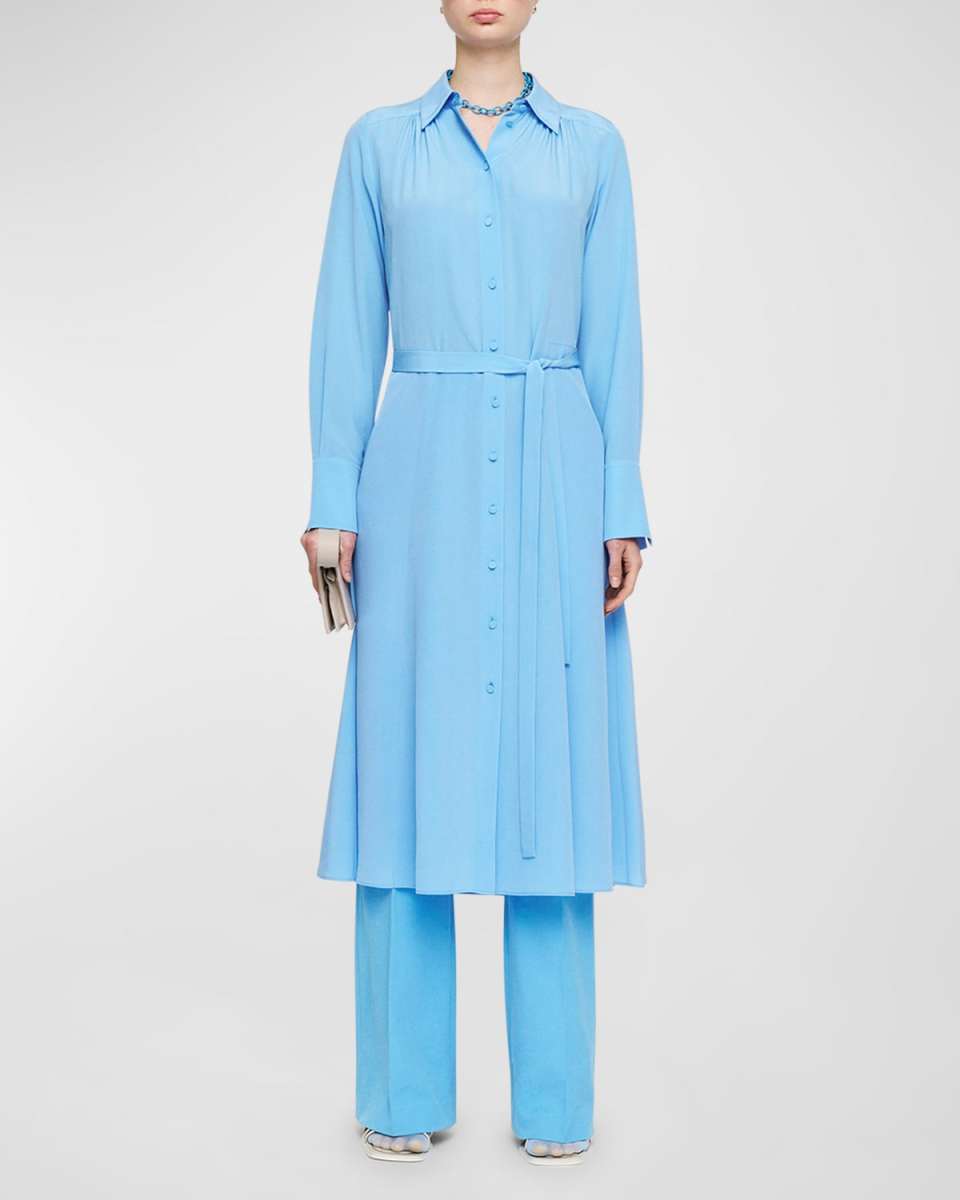 Diane Belted Crepe De Chine Midi Shirtdress