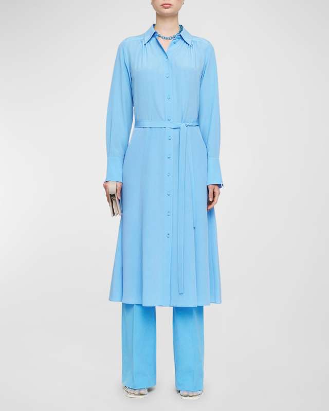 Diane Belted Crepe De Chine Midi Shirtdress