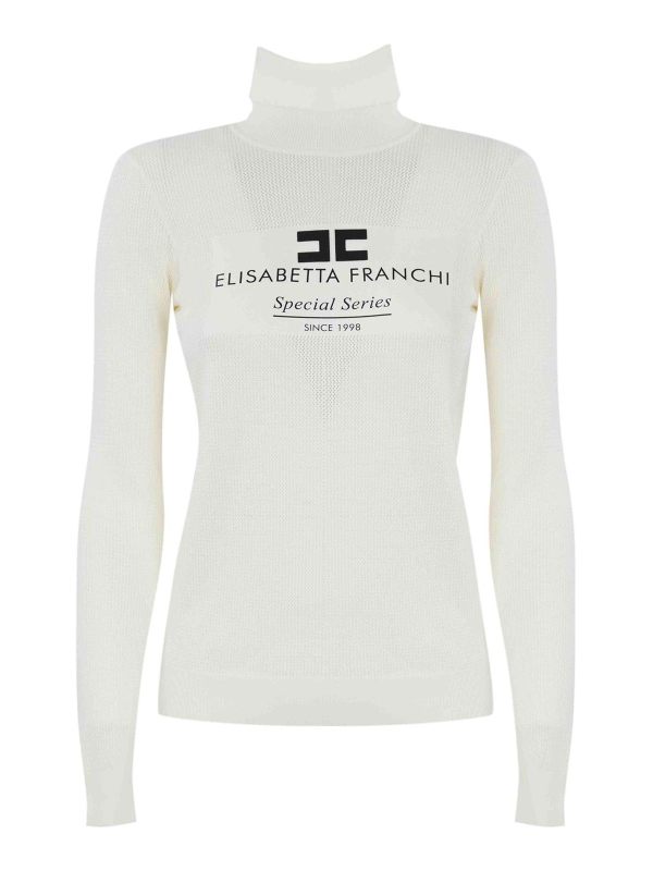 Elisabetta Franchi Pull Col Rond - Blanc