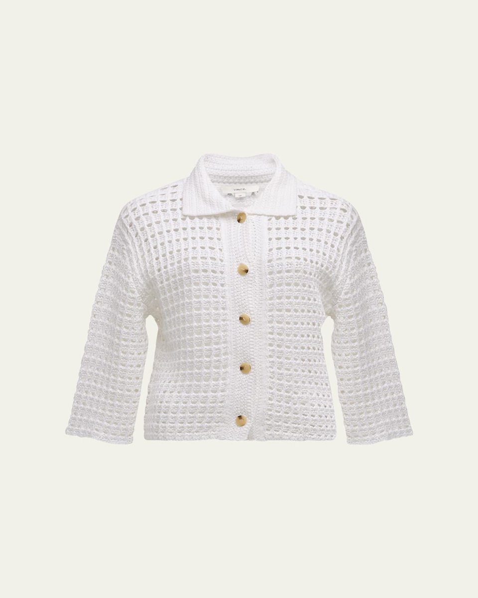 Block Stitch 3/4-Sleeve Cotton Jacket