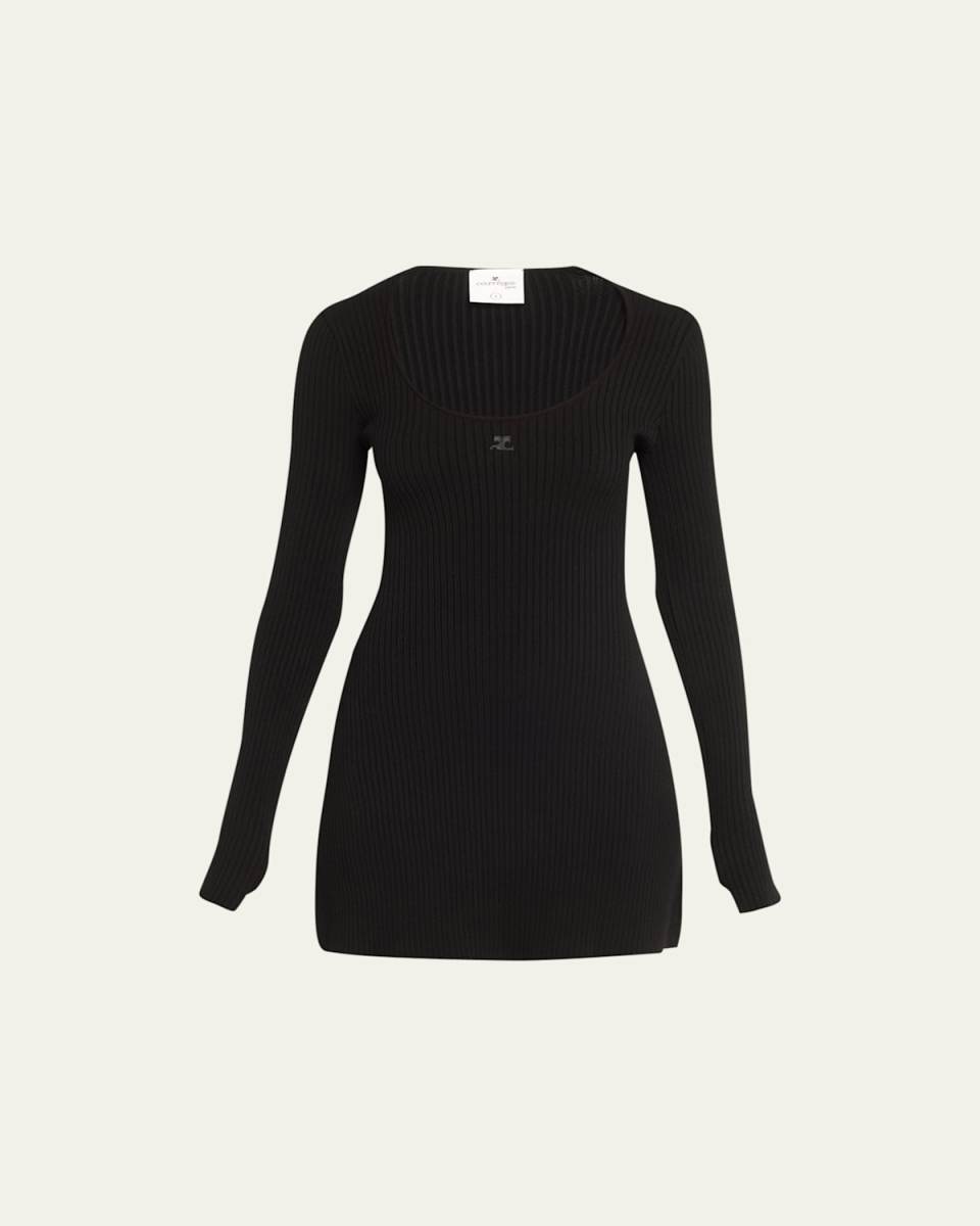 Ribbed Mini Dress with Thumbholes