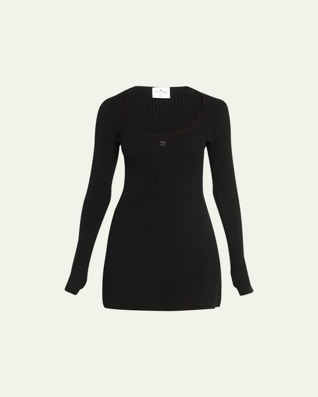 Ribbed Mini Dress with Thumbholes