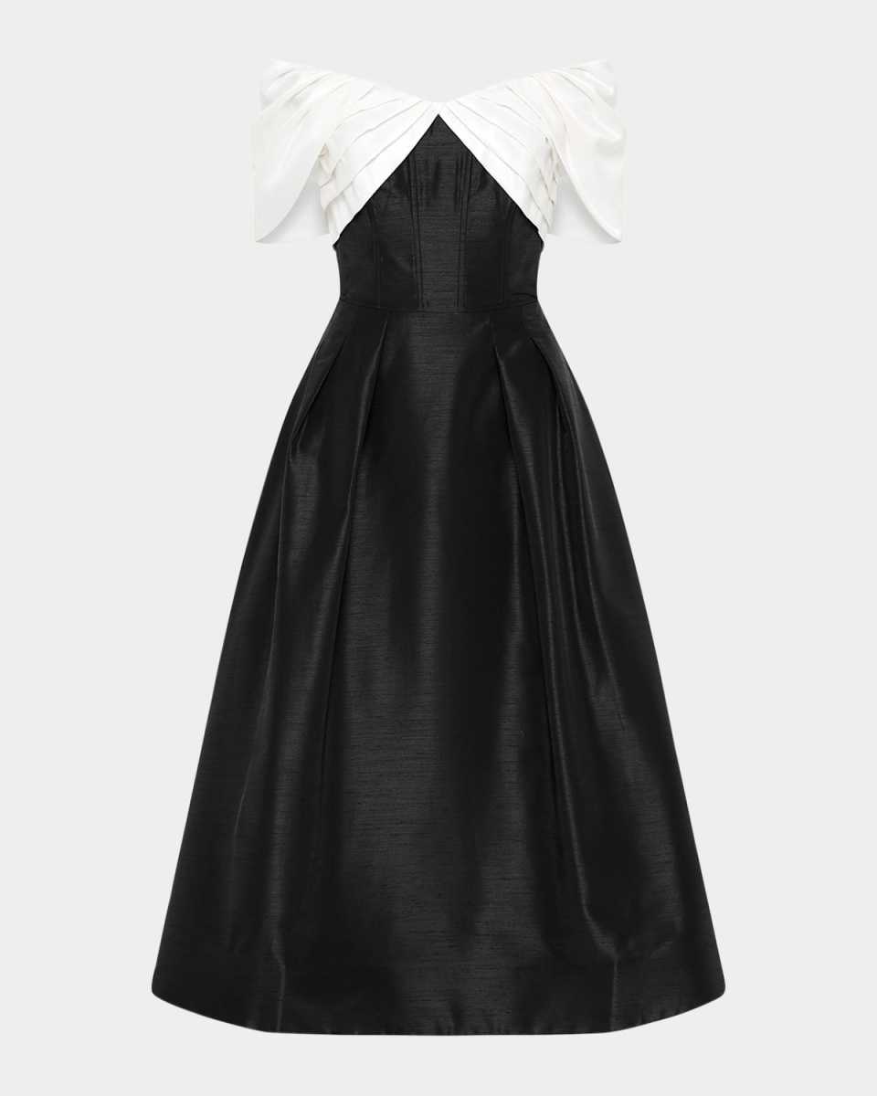 Eliza Bicolor Strapless Midi Dress