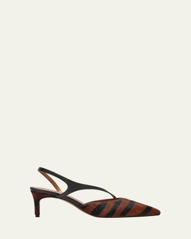 Riano Animal-Print Asymmetrical Slingback Pumps
