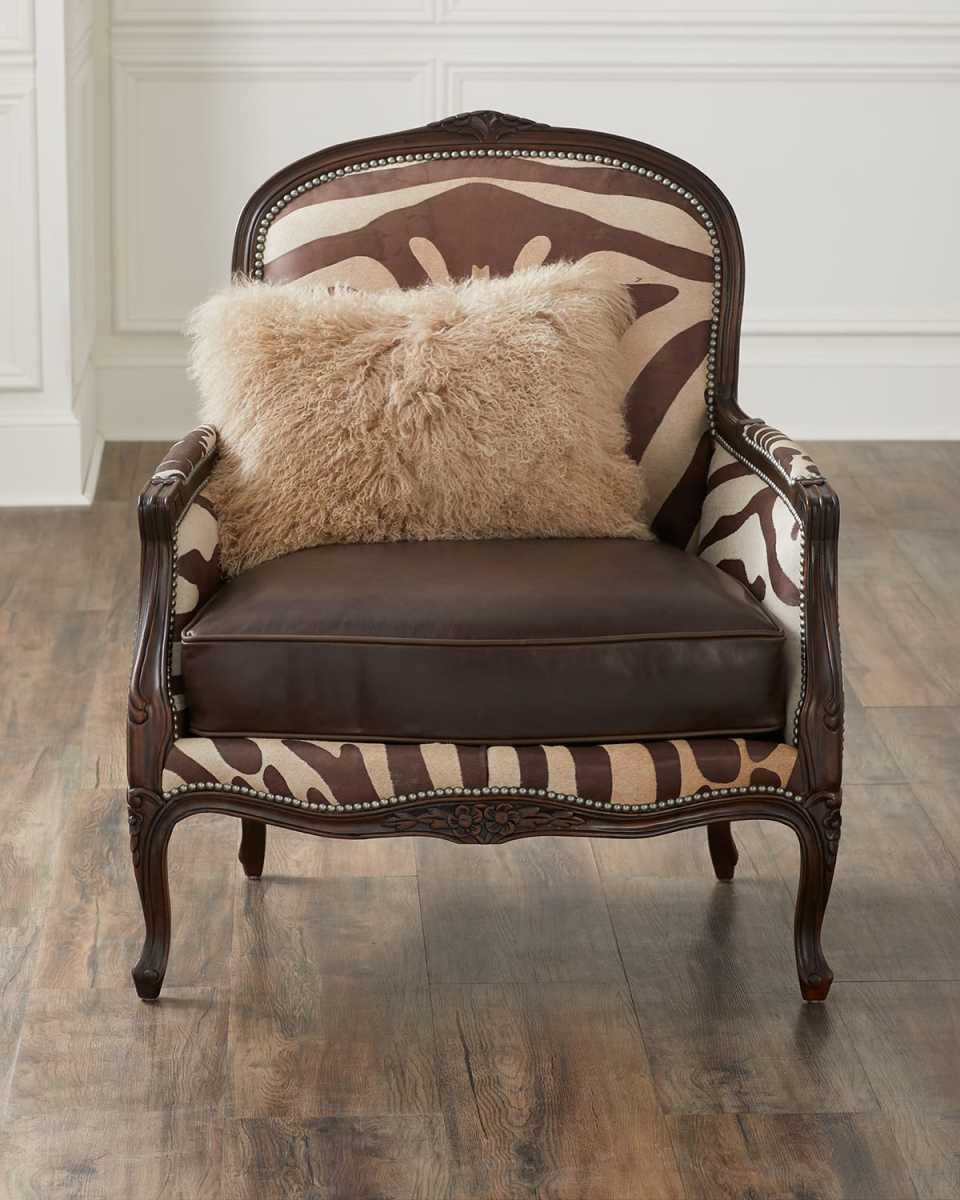 Titus Zebra-Print Bergere Chair
