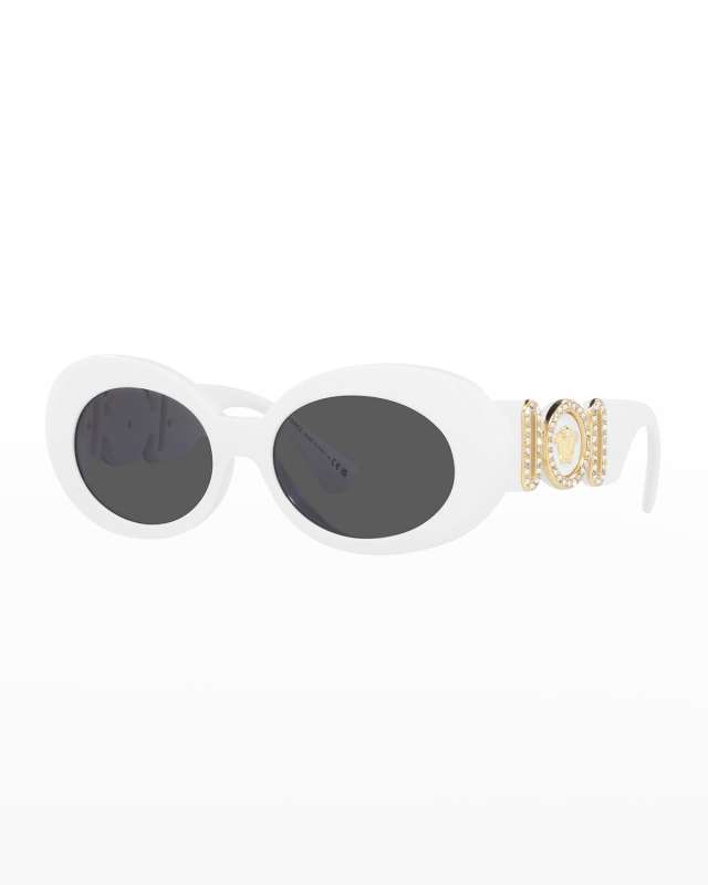 Medusa Embellished Oval Acetate Sunglasses