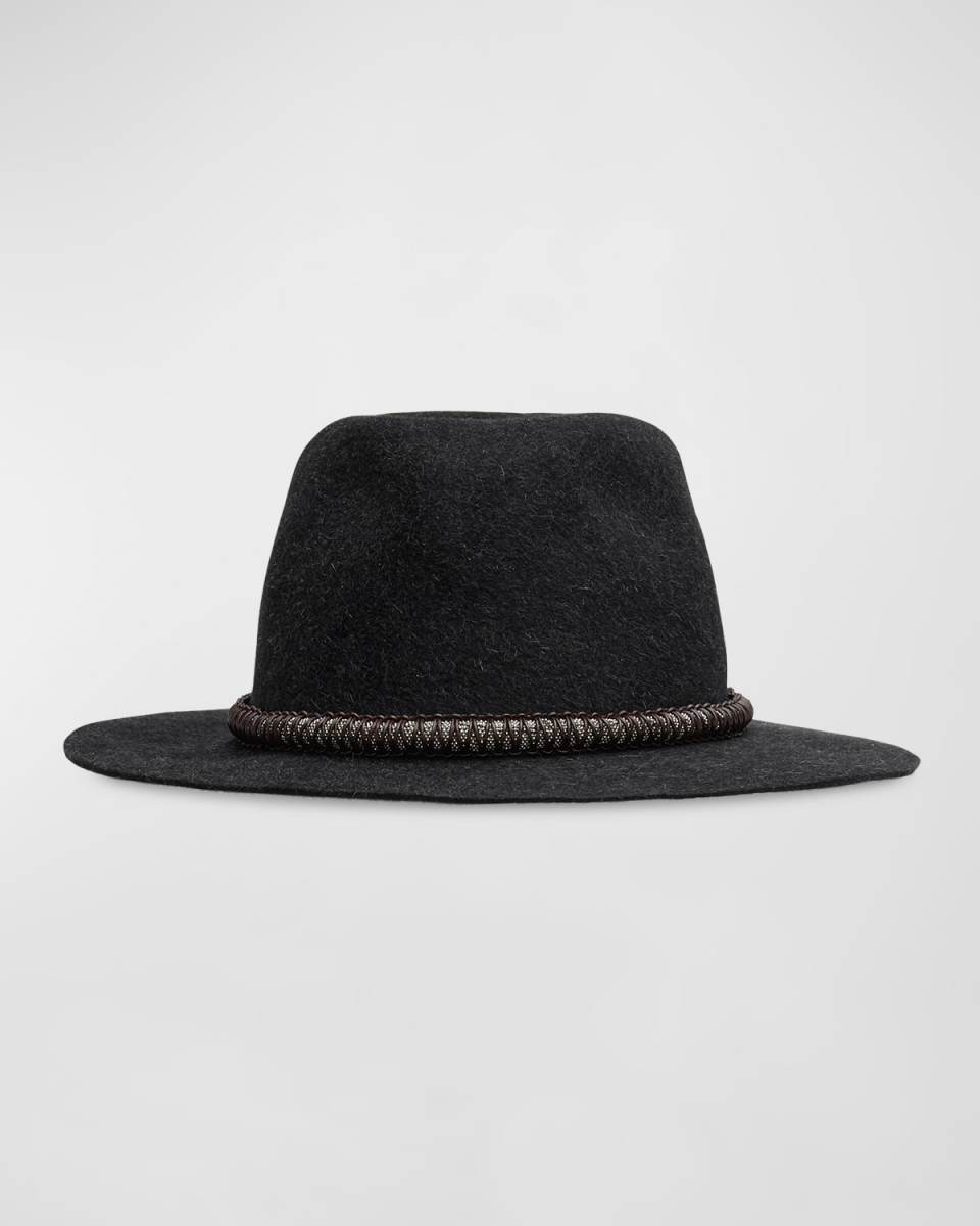 Large Felt Hat with Monili Trim