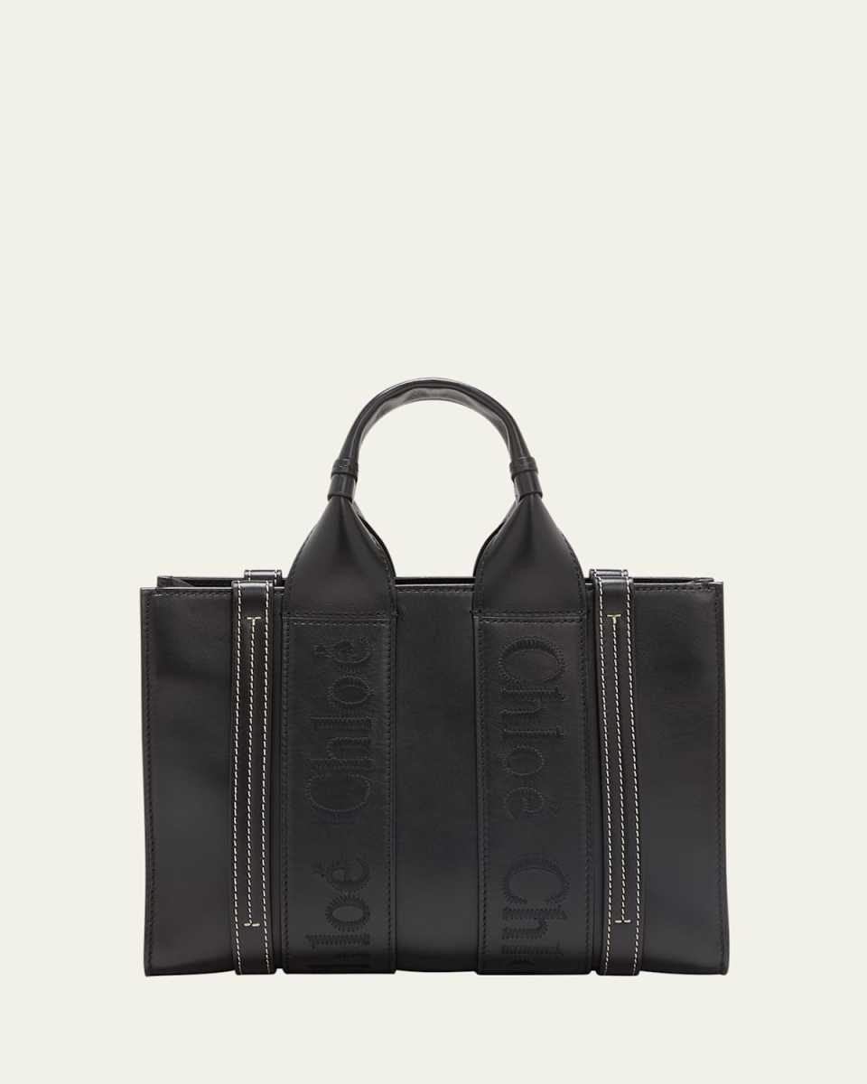 Woody Small Tote Bag in Leather with Crossbody Strap