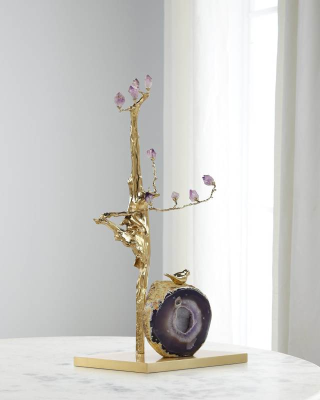 Amethyst Grove Sculpture on Brass Base