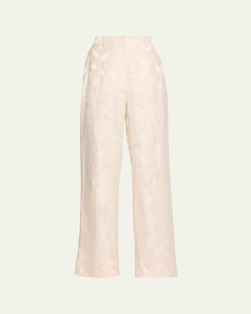 Gates Straight-Leg Eco Flora Jacquard Pants