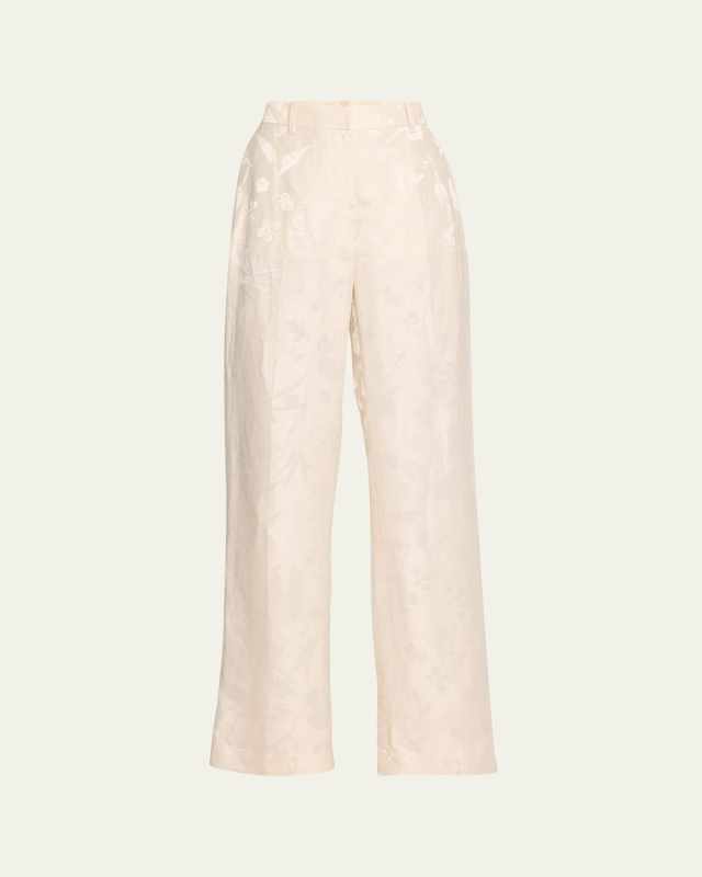 Gates Straight-Leg Eco Flora Jacquard Pants