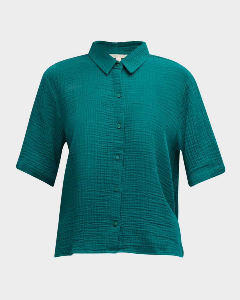 Button-Down Organic Cotton Gauze Shirt