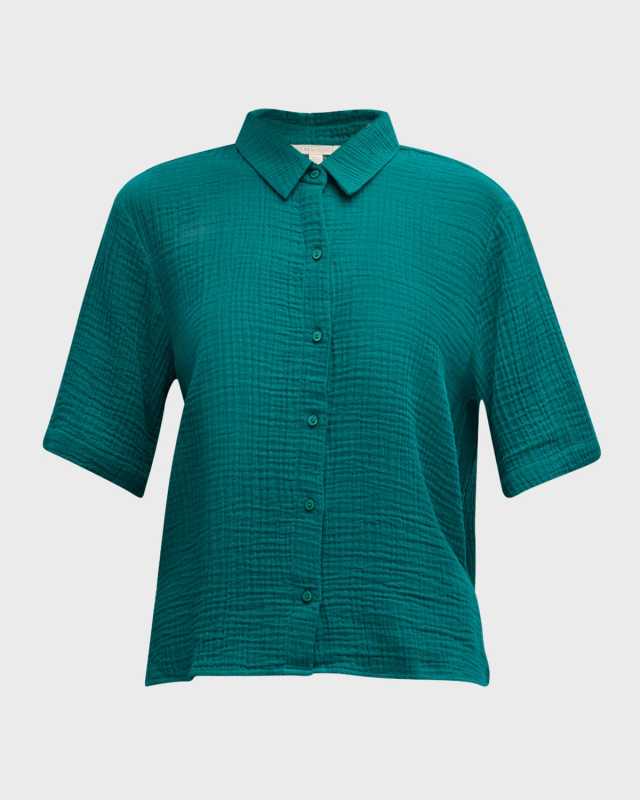 Button-Down Organic Cotton Gauze Shirt