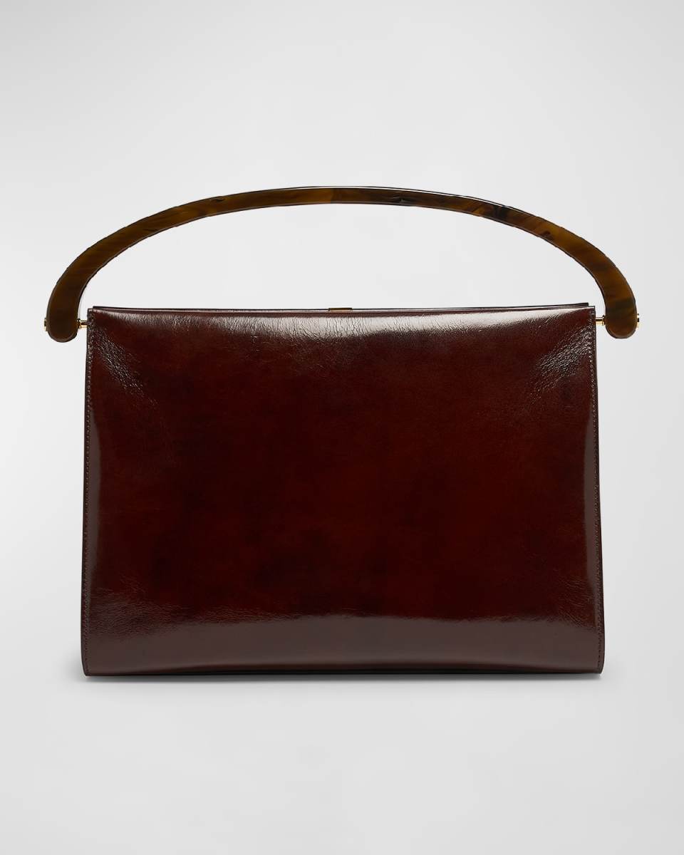 Crisp Frame Leather Top-Handle Bag