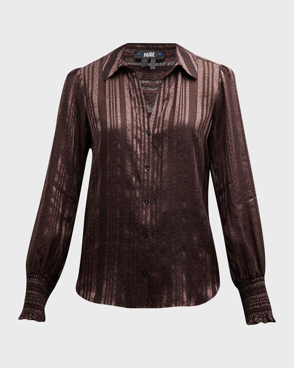 Kaitlin Printed Button-Front Silk Top