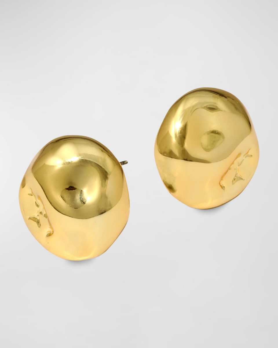 Brut Gold Button Post Earrings