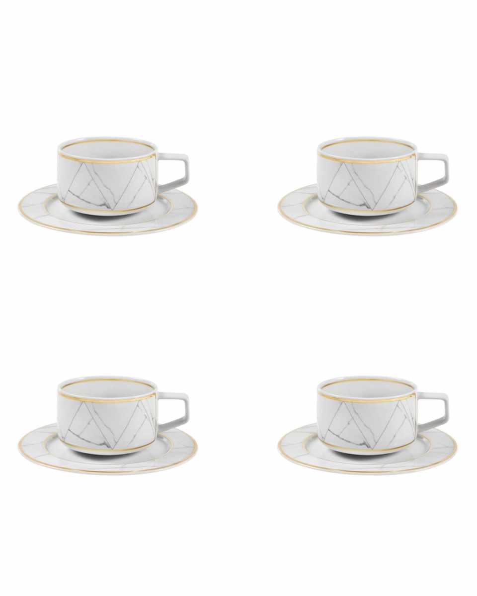 Carrara Teacups And Saucers, Set of Four