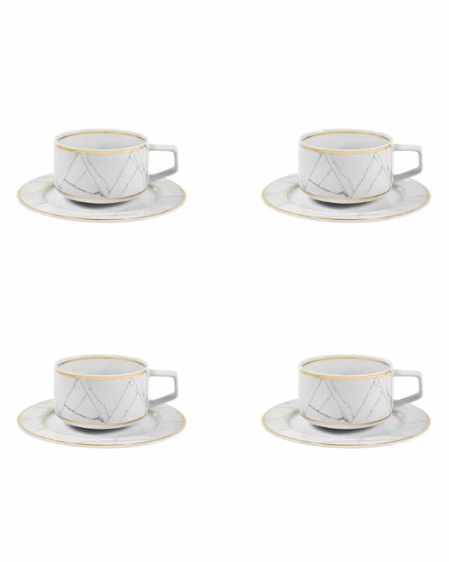 Carrara Teacups And Saucers, Set of Four