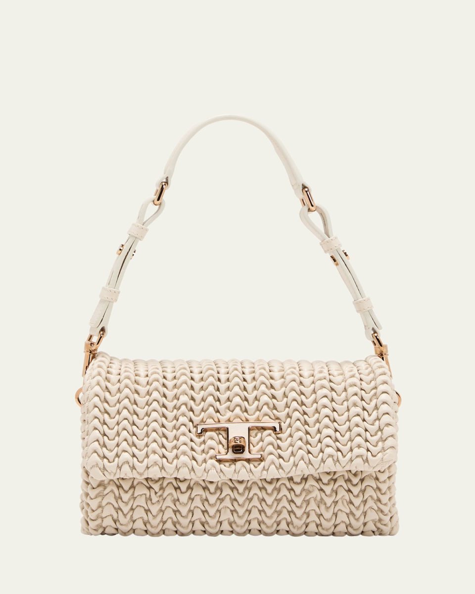 Mini Plisse Leather Clutch Bag