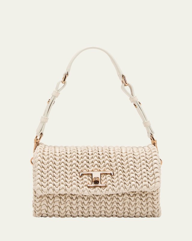 Mini Plisse Leather Clutch Bag