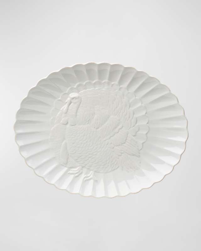 French Perle Carved Turkey Platter