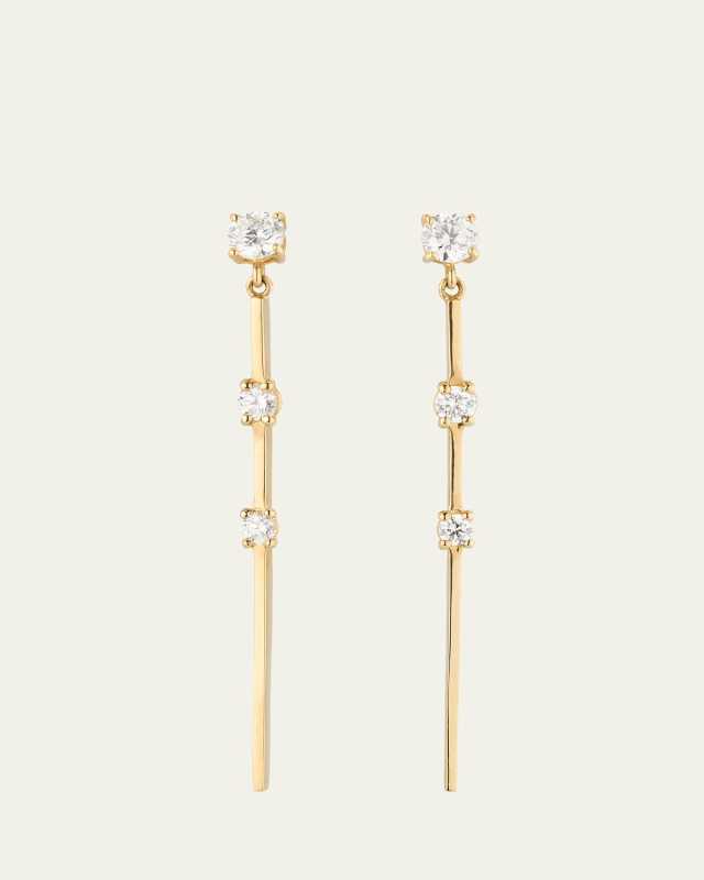 Solo Linear Dangle Bar Earrings With Diamonds