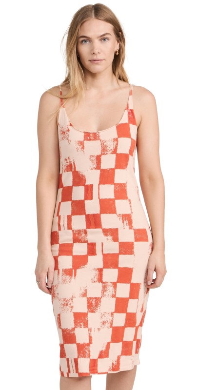 Raquel Allegra Dakar Tank Dress Camel/Tomato