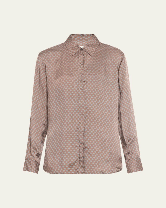 Clavel Dot Print Button Down Viscose Blouse
