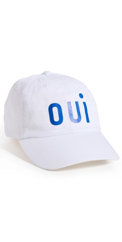 Clare V. Baseball Cap White w/ Cobalt