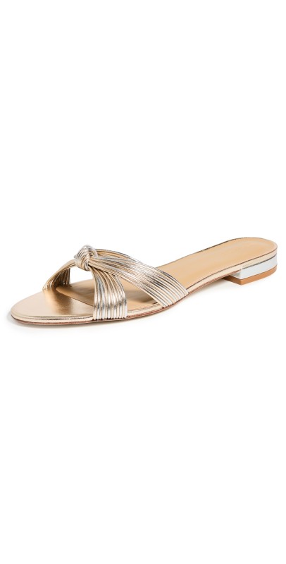 Reformation Peridot Mignon Knot Flat Sandals Gold/Silver