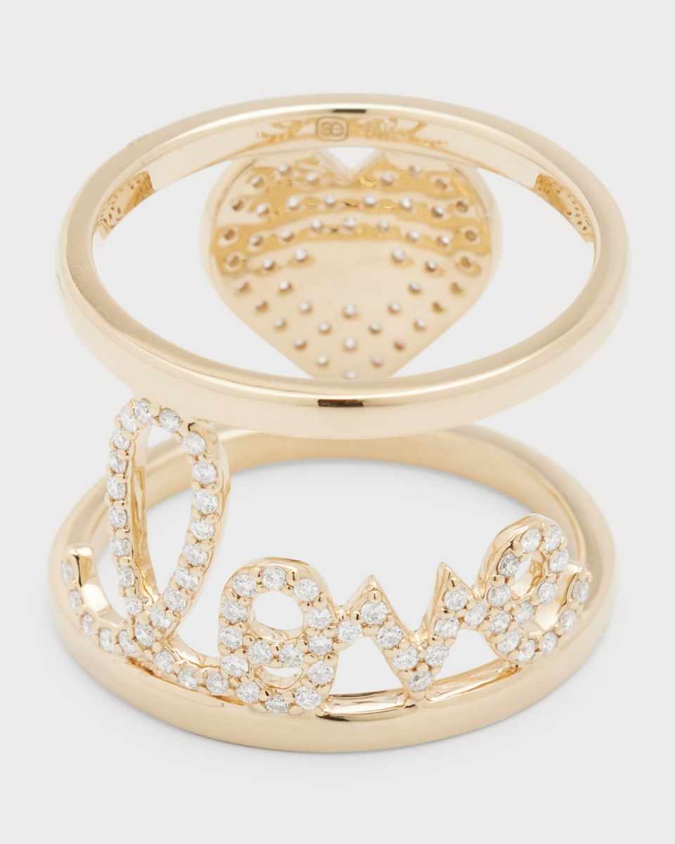 Diamond Pave Large Love Double Band Ring, Size