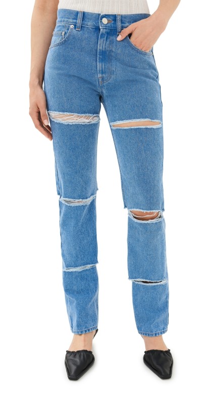 Marni Bleached Coated Boyfriend Jeans Cobalt
