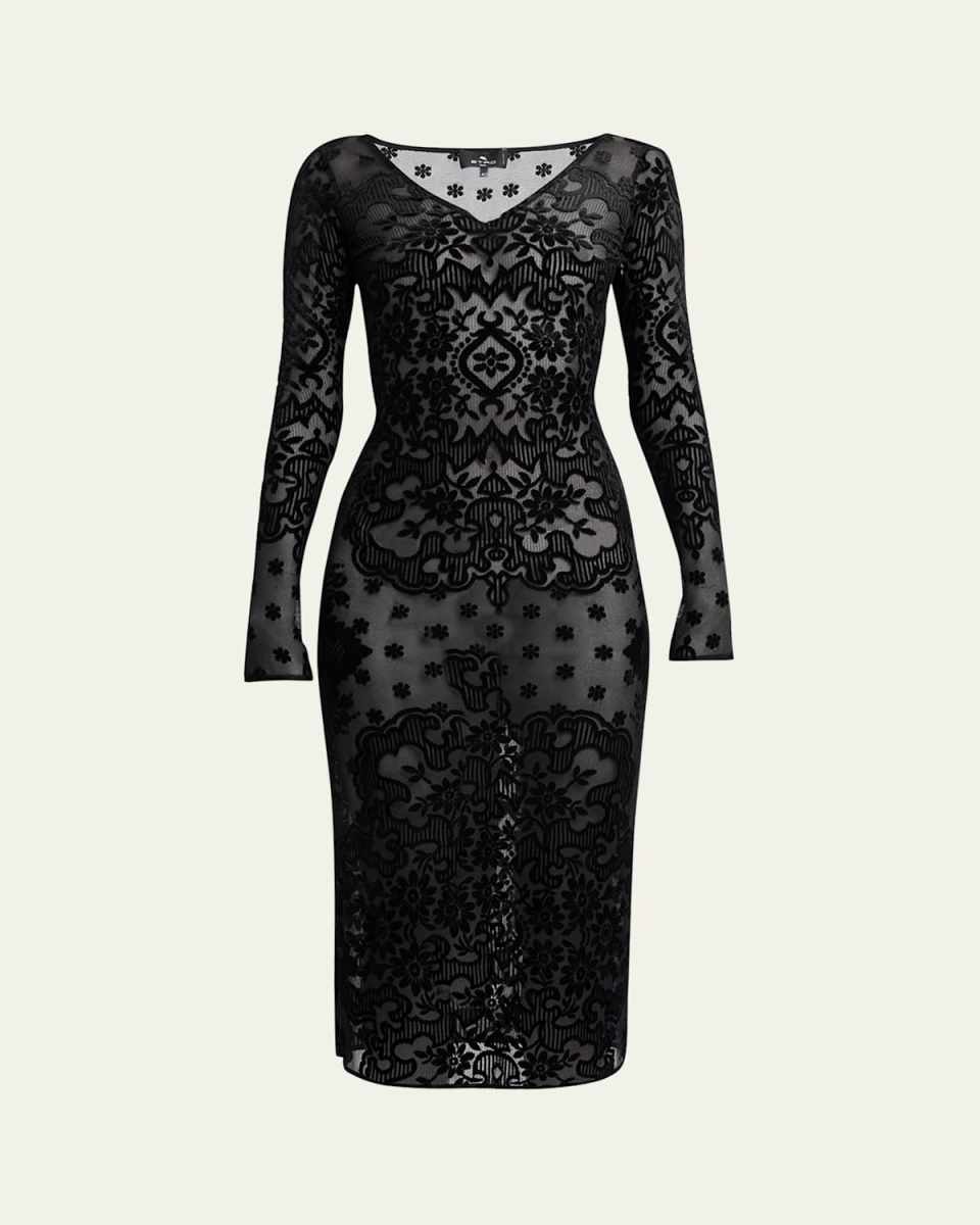 Paisley Velvet Midi Dress
