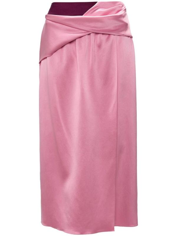 draped colour-block midi skirt