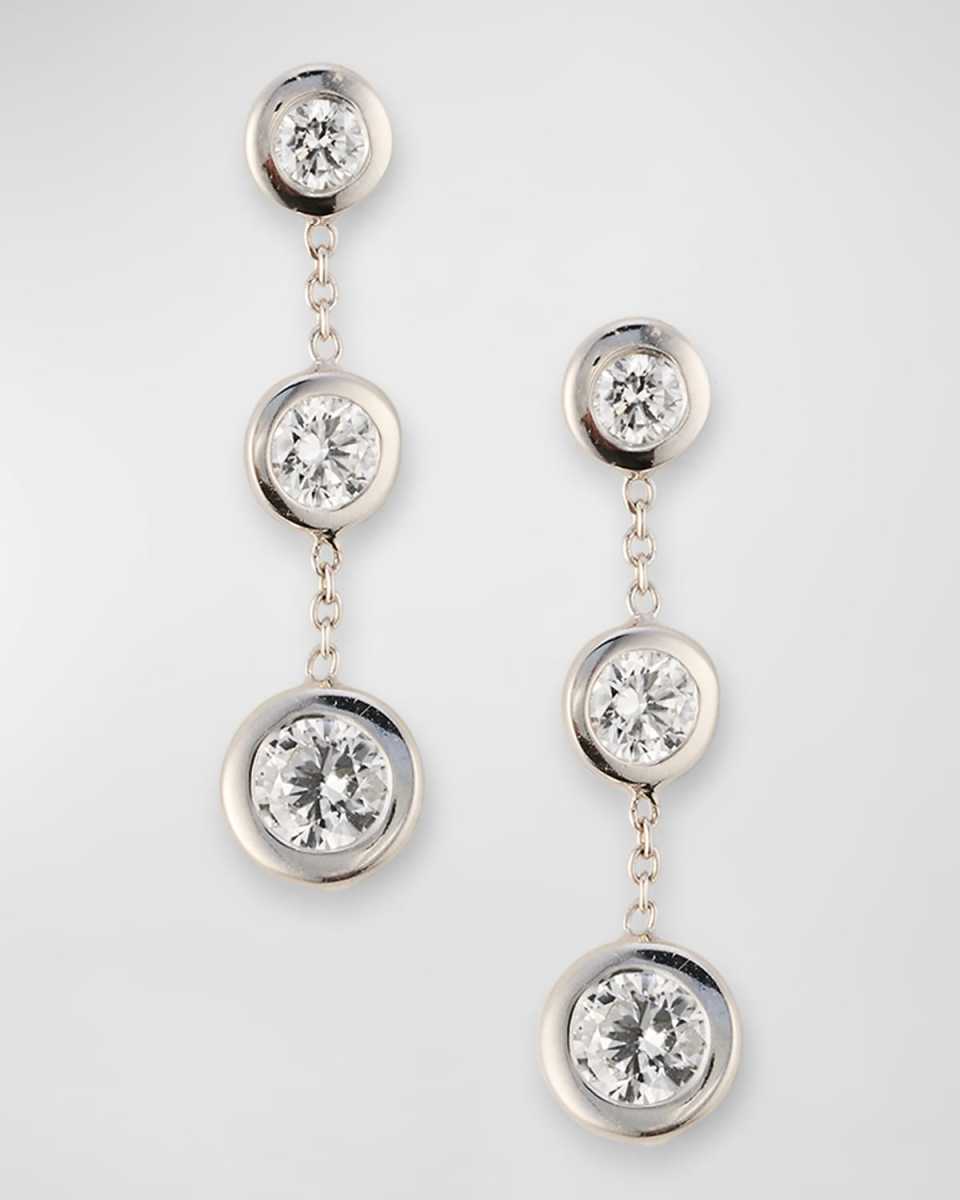 18K White Gold 3 Drop Diamond Earrings