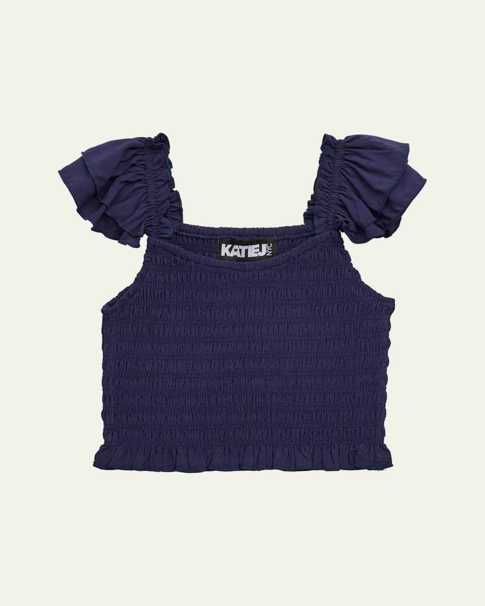 Girl's Joanna Smocked Ruffle Top, Size S-
