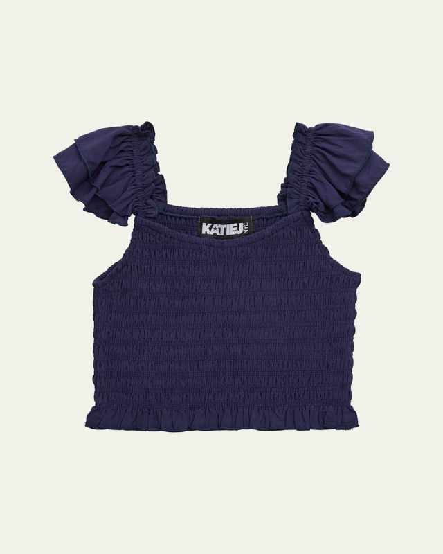 Girl's Joanna Smocked Ruffle Top, Size S-